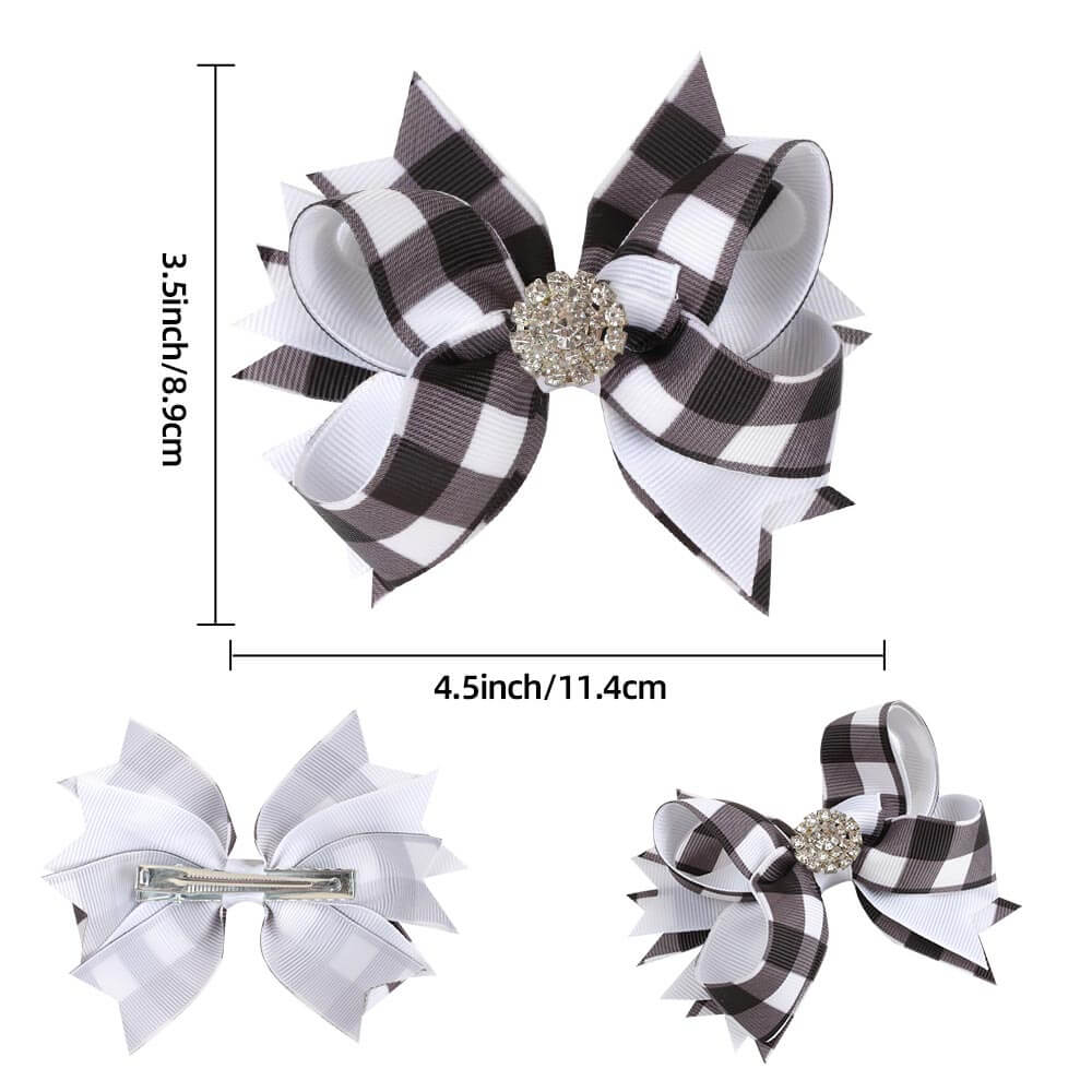 5.5'' Christmas Crystal Plaid Hair Bows