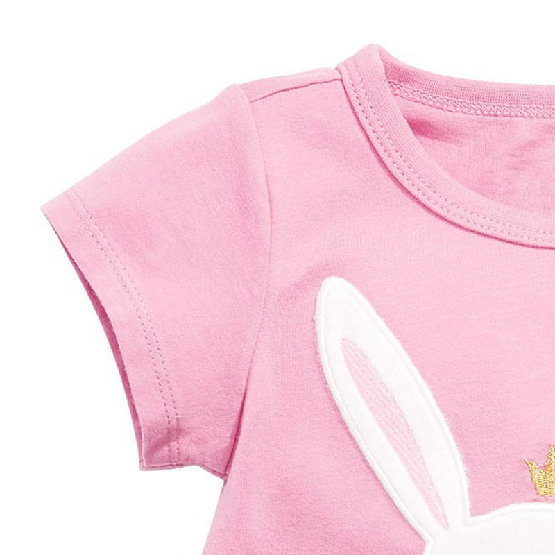 Crown Rabbit Pattern Little Girl Tops