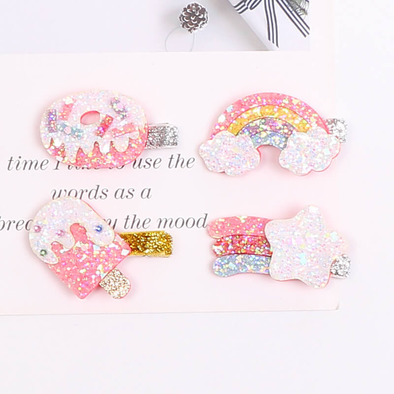4PCS Candy Rainbow Cloud Hair Clips