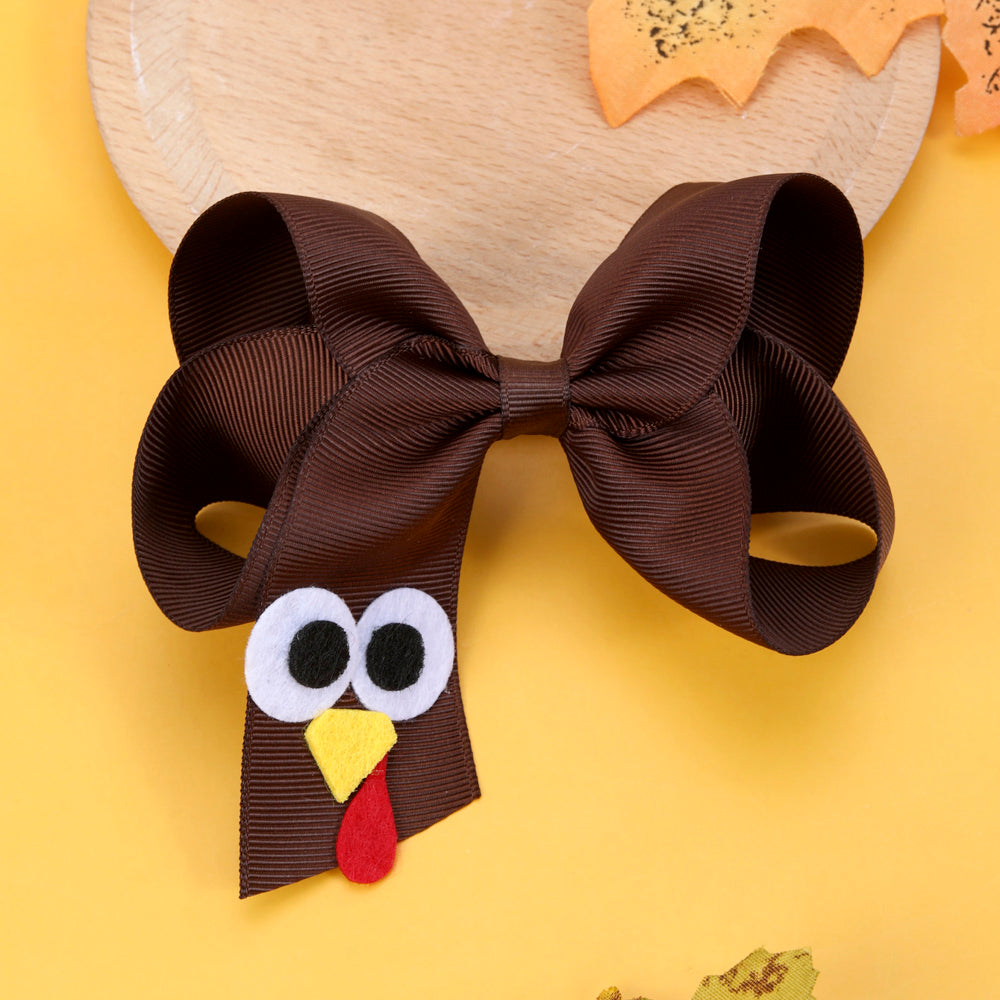 Cute Cartoon Tuekey Thanksgiving Hair Bows