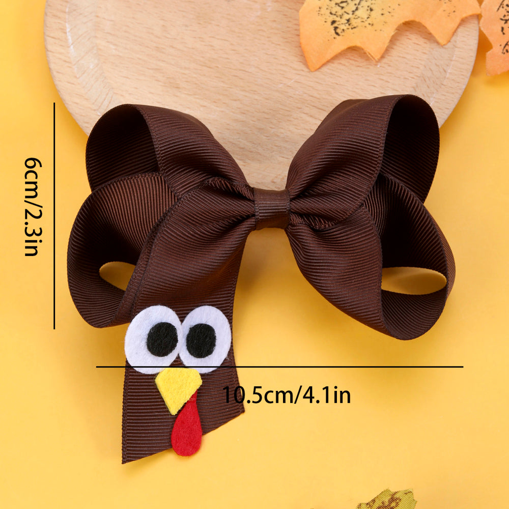 Cute Cartoon Tuekey Thanksgiving Hair Bows