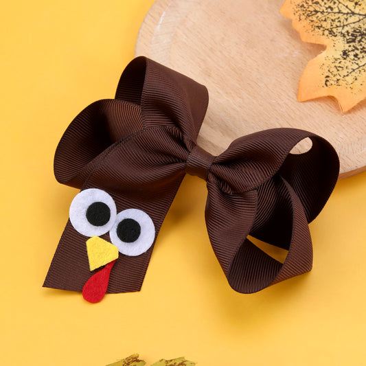 Cute Cartoon Tuekey Thanksgiving Hair Bows