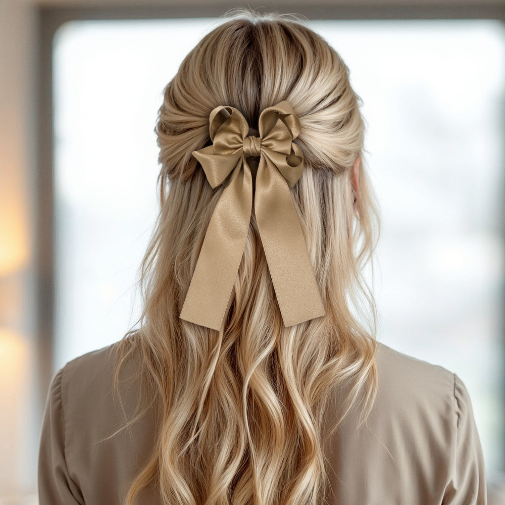 Women Fabric Long Tails Boutique Hair Clip Accessories