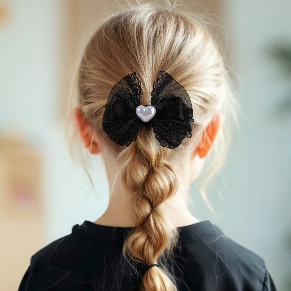 2Pcs Lace Boutique Hair Bow Clip Toddler Girls
