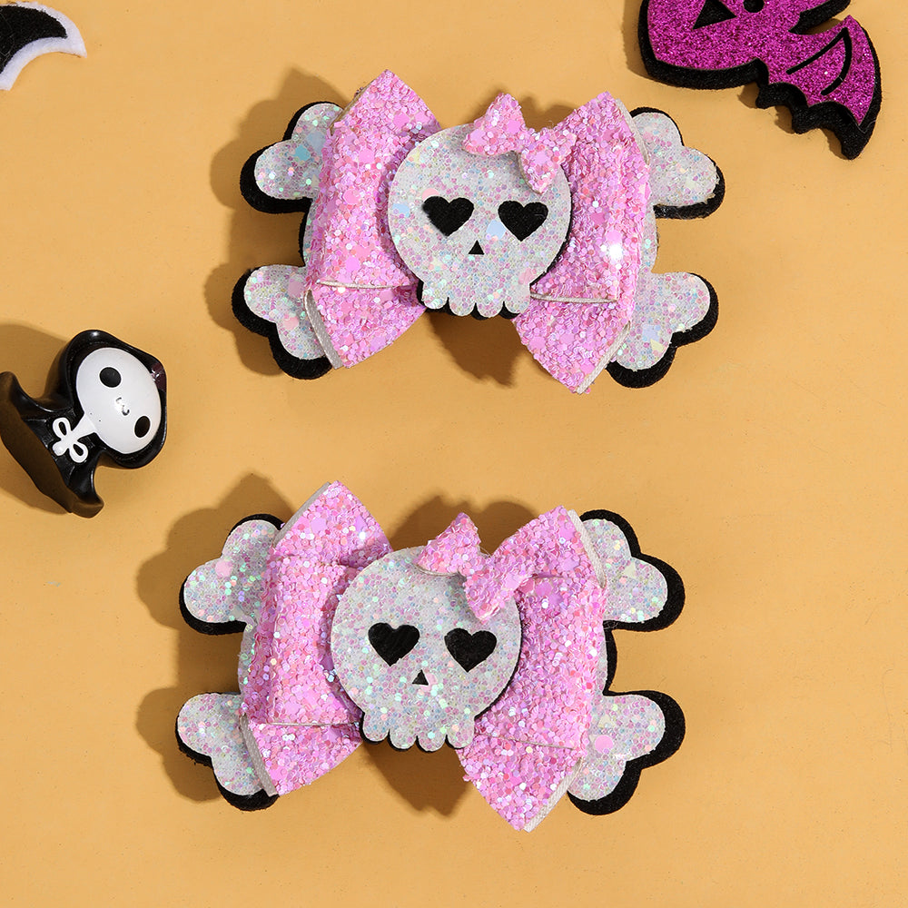 Girls Halloween Sparkly Cartoon Hair Clip Pigtails Leather Halloween Hair Accessories