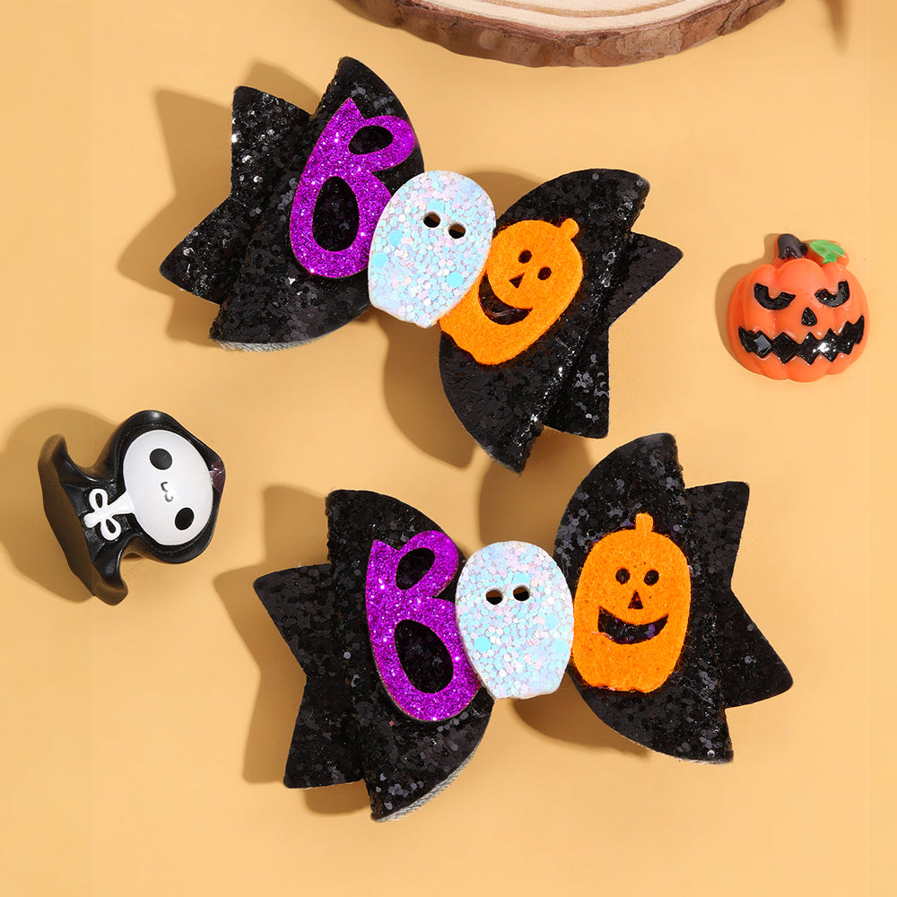 Girls Halloween Sparkly Cartoon Hair Clip Pigtails Leather Halloween Hair Accessories