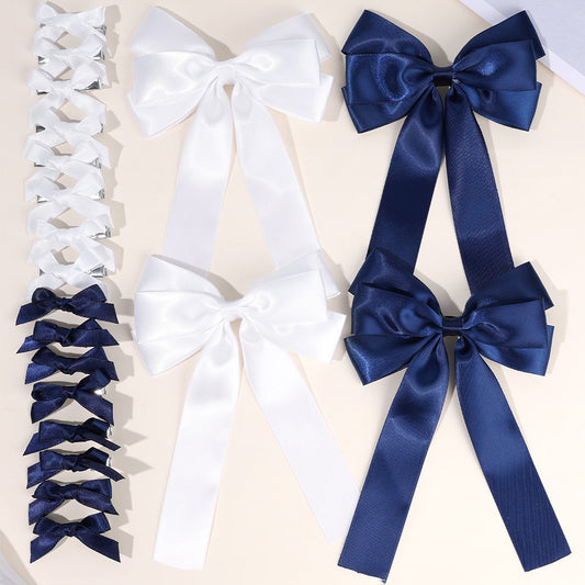 20Pcs Solid Color Satin Hair Bow Clip Set for Women Girls