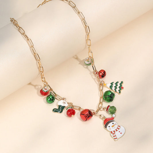 Christmas Snowman Bell Girls Necklace