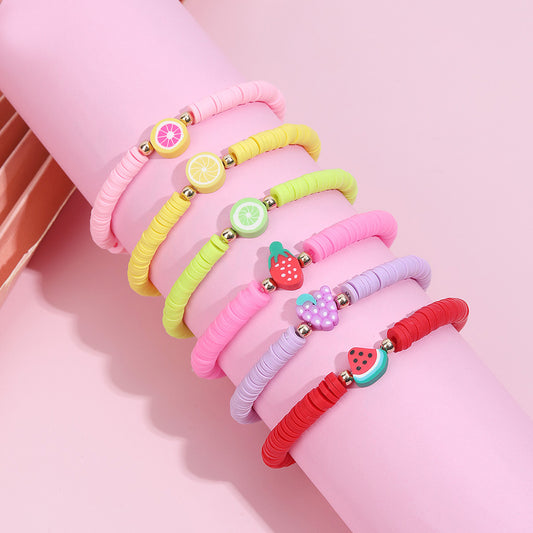 6PCS Cute Fruit Clay Beads Bracelets