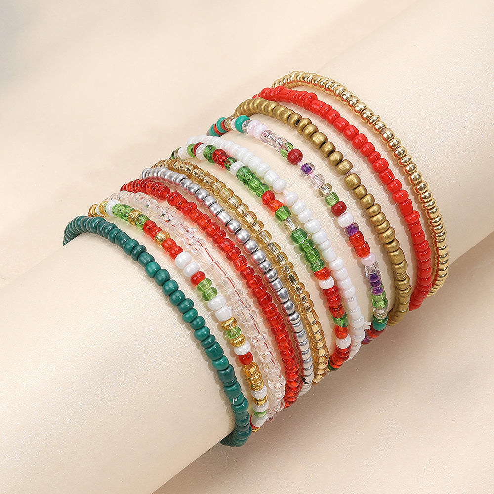 12PCS Christmas Stackable Bead Bracelets