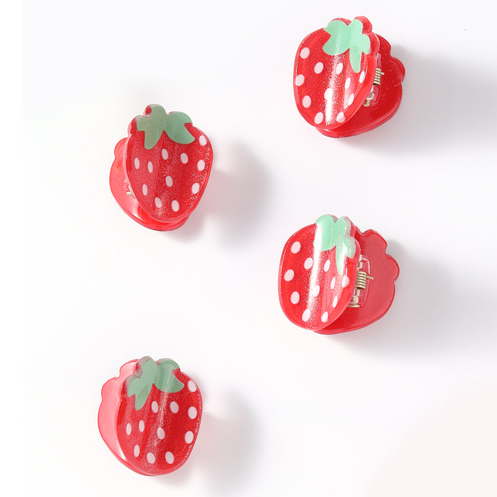4PCS Strawberry Claw Clips Mini Cellulose Acetate Hair Clips