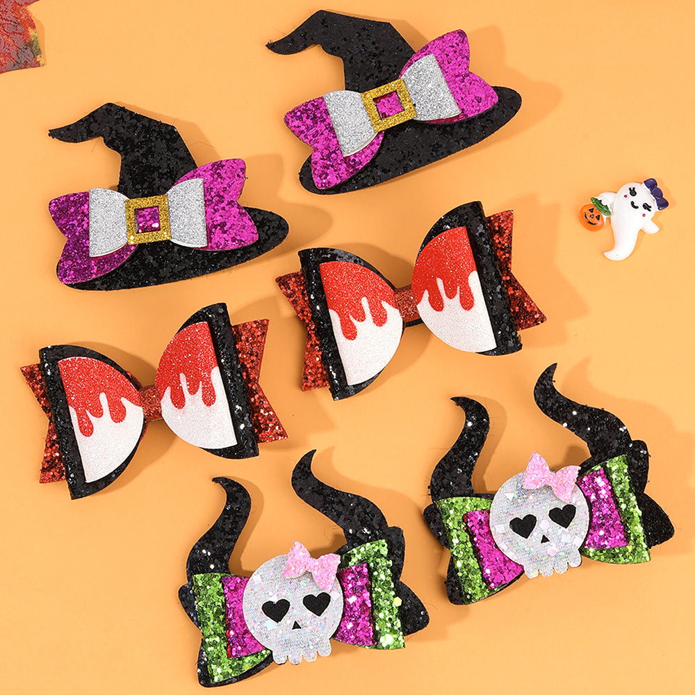 2Pcs Sparkly Glitter Haloween Hair Clip for Girls Kids