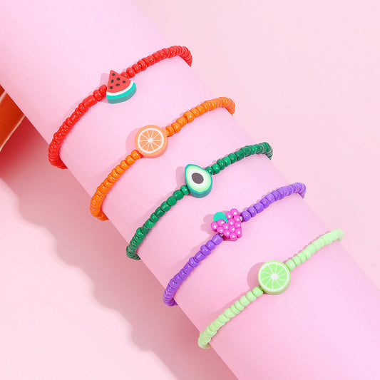 5PCS Summer Fruit Stackable Bead Bracelets