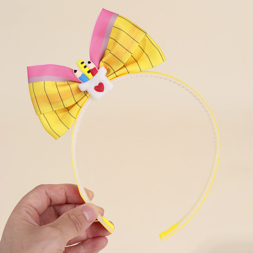 5Pcs Yellow Pencil Hair Clip Set Back to School Headband Girls