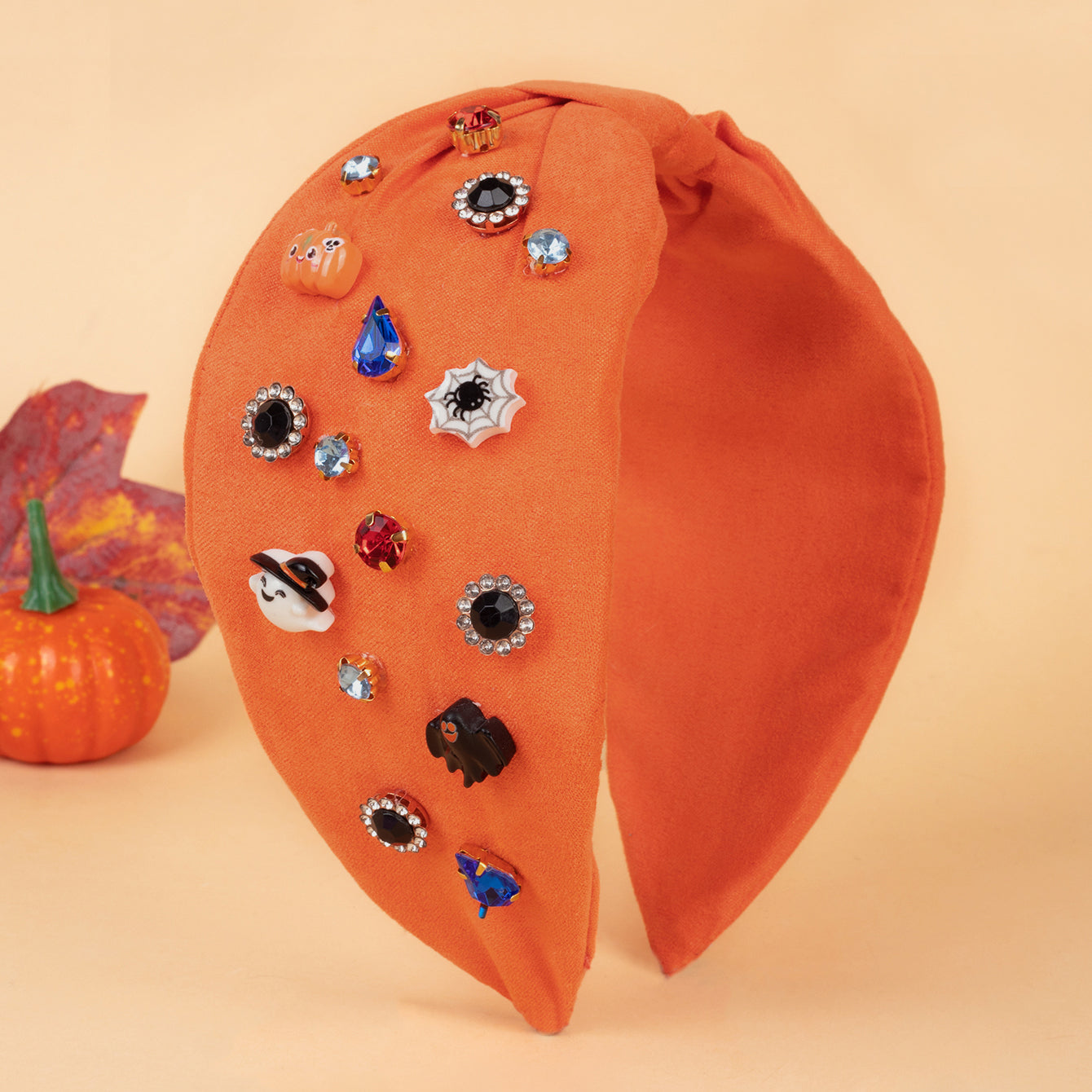 Halloween Fabric Bow Knot Headband Girls Rhinestone Halloween Hairband Women
