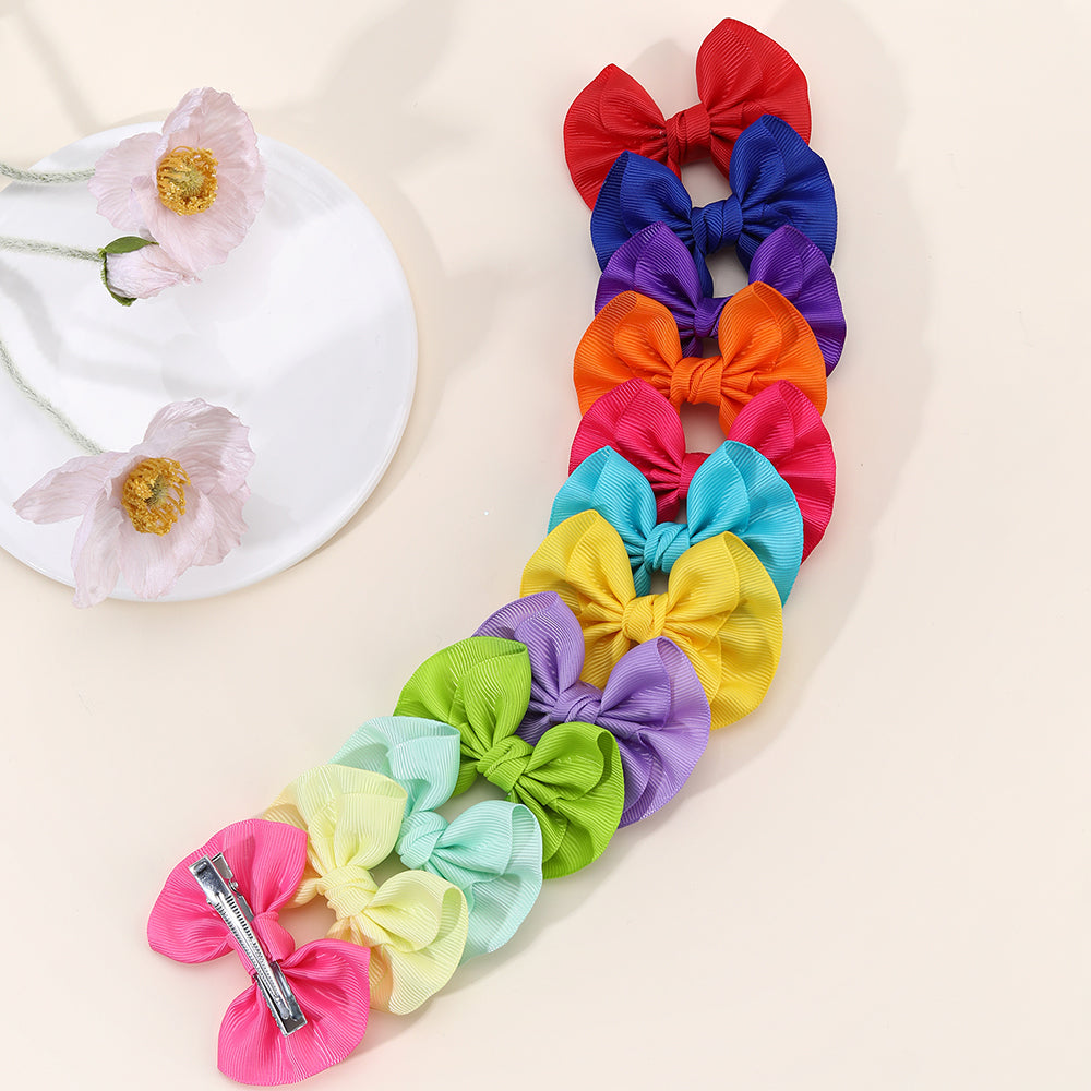 12Pcs Boutique Solid Hair Bow Clips