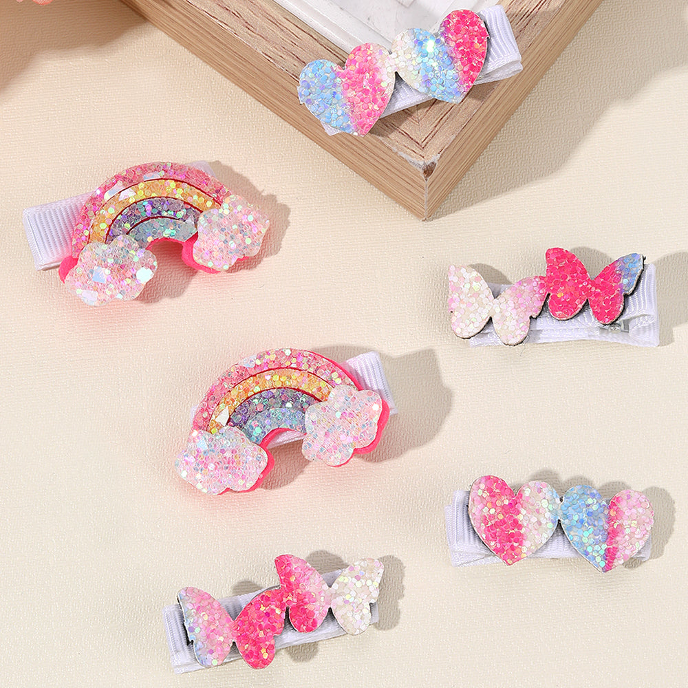 6Pcs Chunky Lovely Glitter Hair Clip for Girls Kids