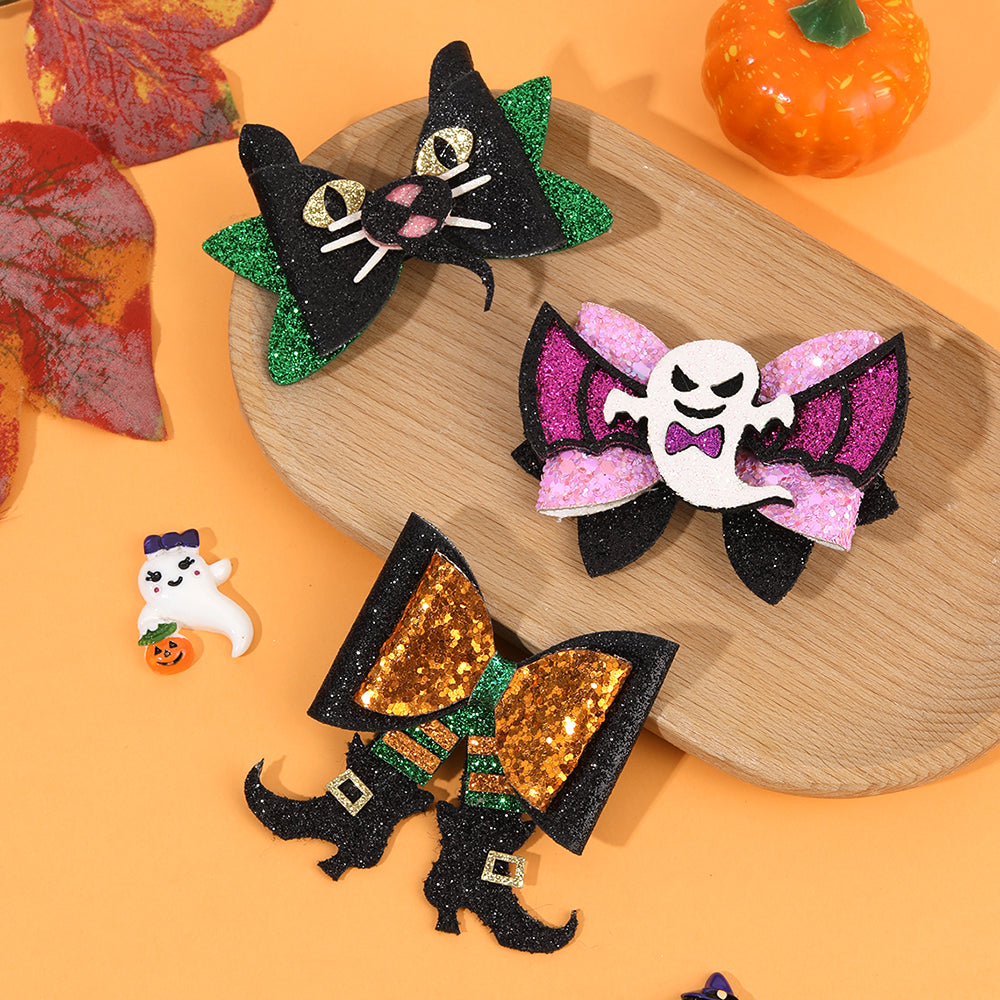 2Pcs Sparkly Glitter Halloween Hair Clip for Girls Kids