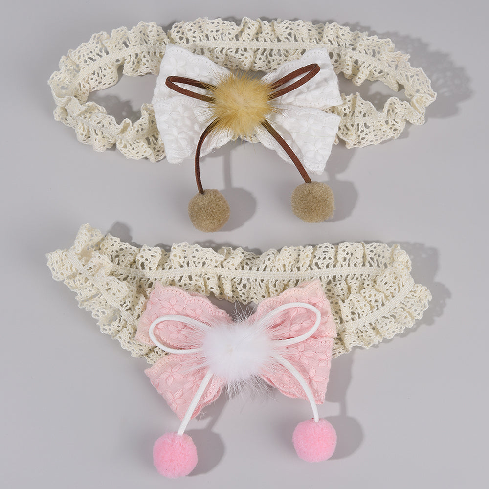 2Pcs Lace Elastic Hairband Baby Print Flower Bow Knot Infant Headband