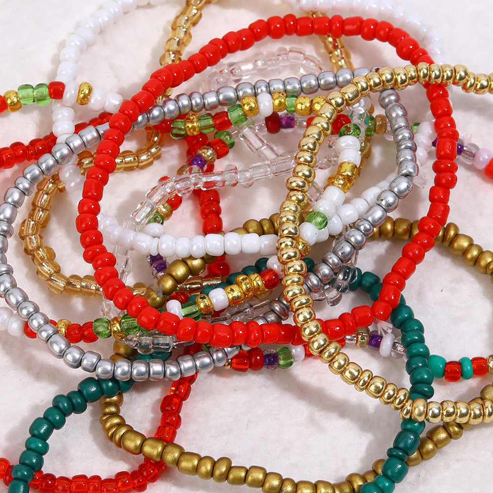 12PCS Christmas Stackable Bead Bracelets