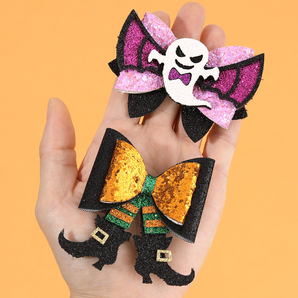 2Pcs Sparkly Glitter Halloween Hair Clip for Girls Kids