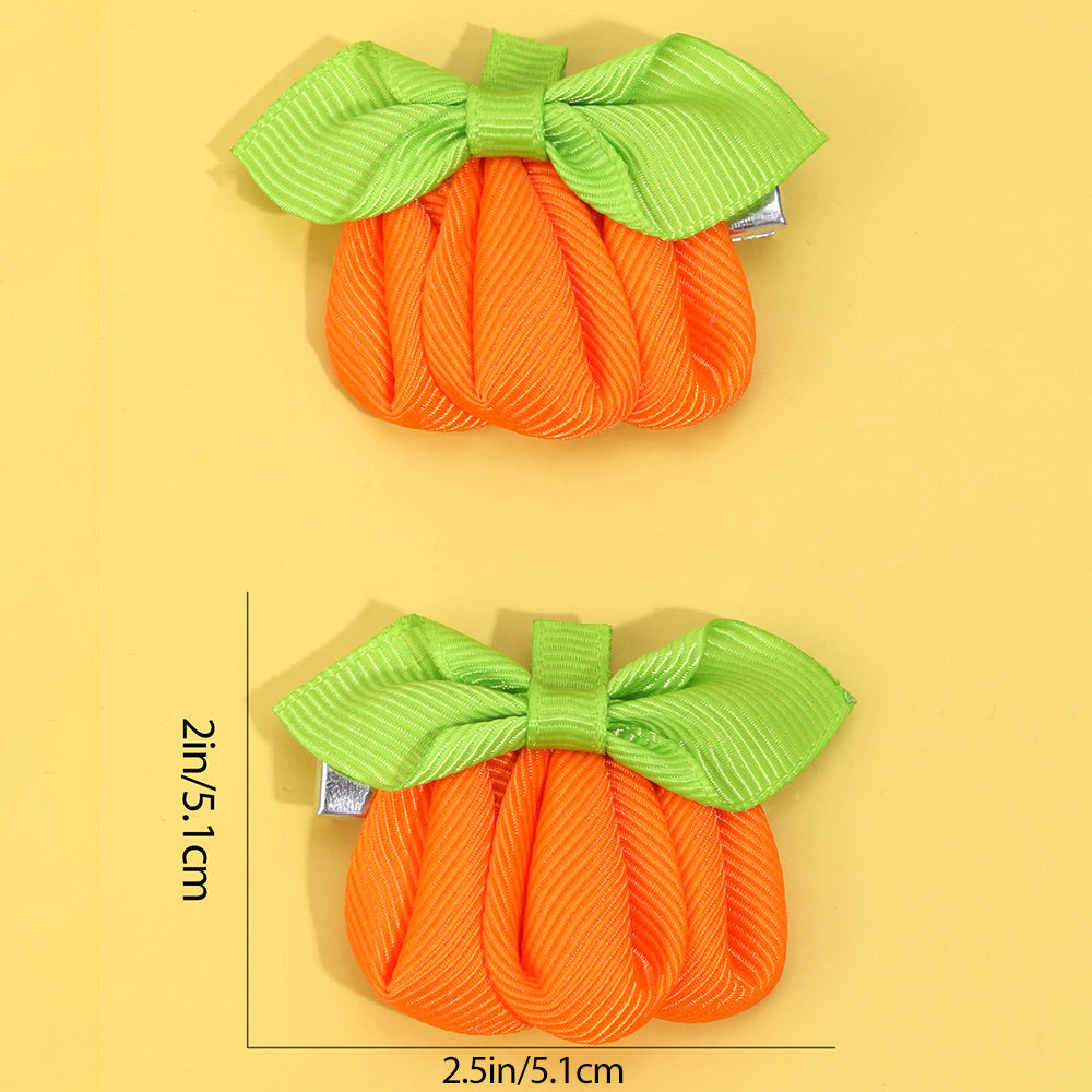 2PCS Cute Halloween Pumpkin Hair Bows