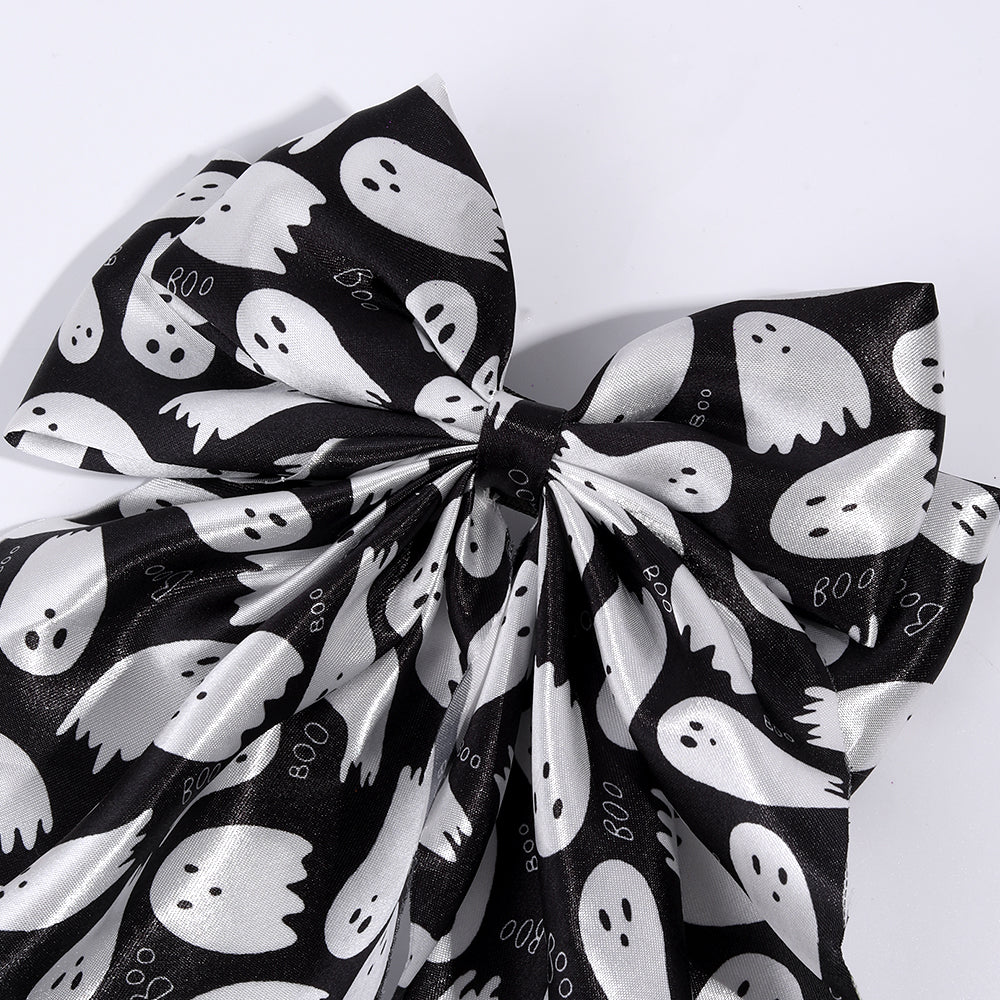Halloween Large Mesh Long Tails Hair Bow Clip Satin Hair Clip Girls Halloween Accessories