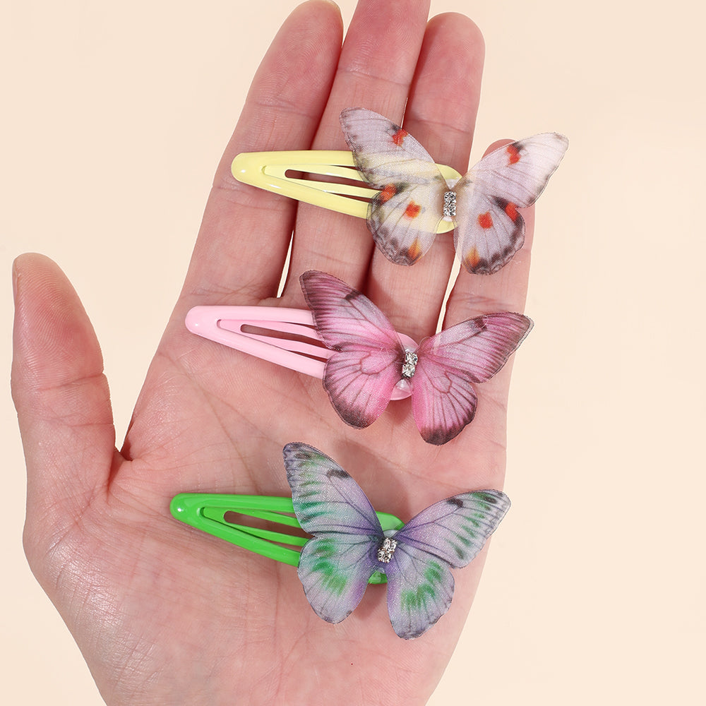 3D Mesh Butterfly Snap BB Hair Clip Girls Toddler