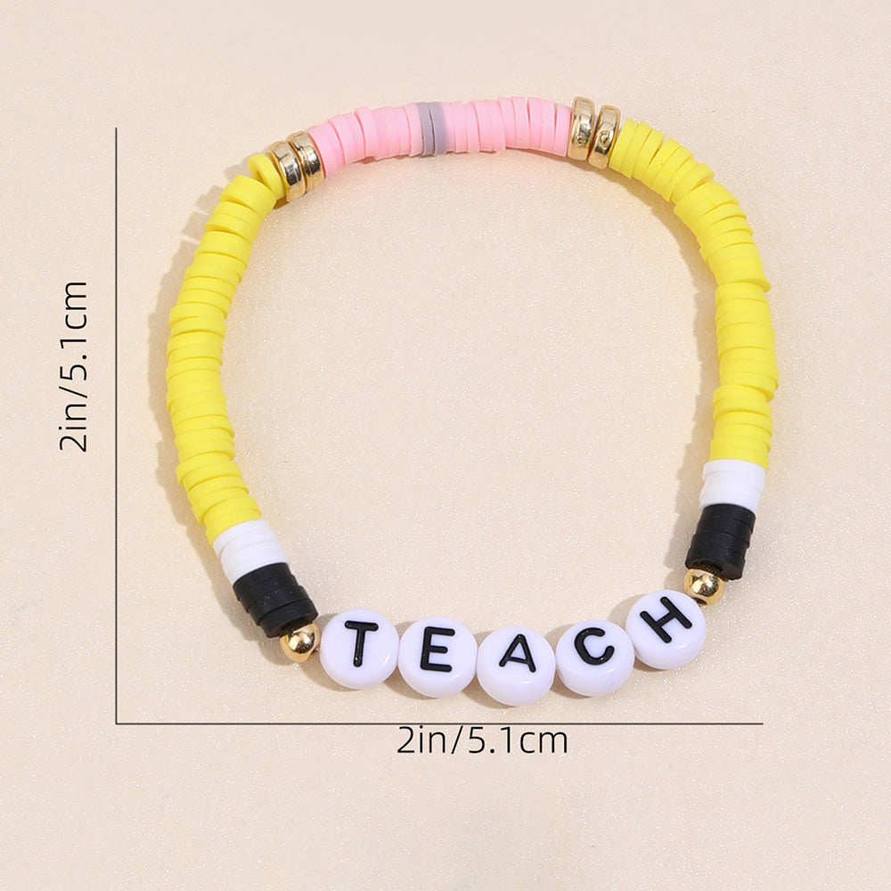 2PCS Teacher's Day Yellow Beaded Bracelets