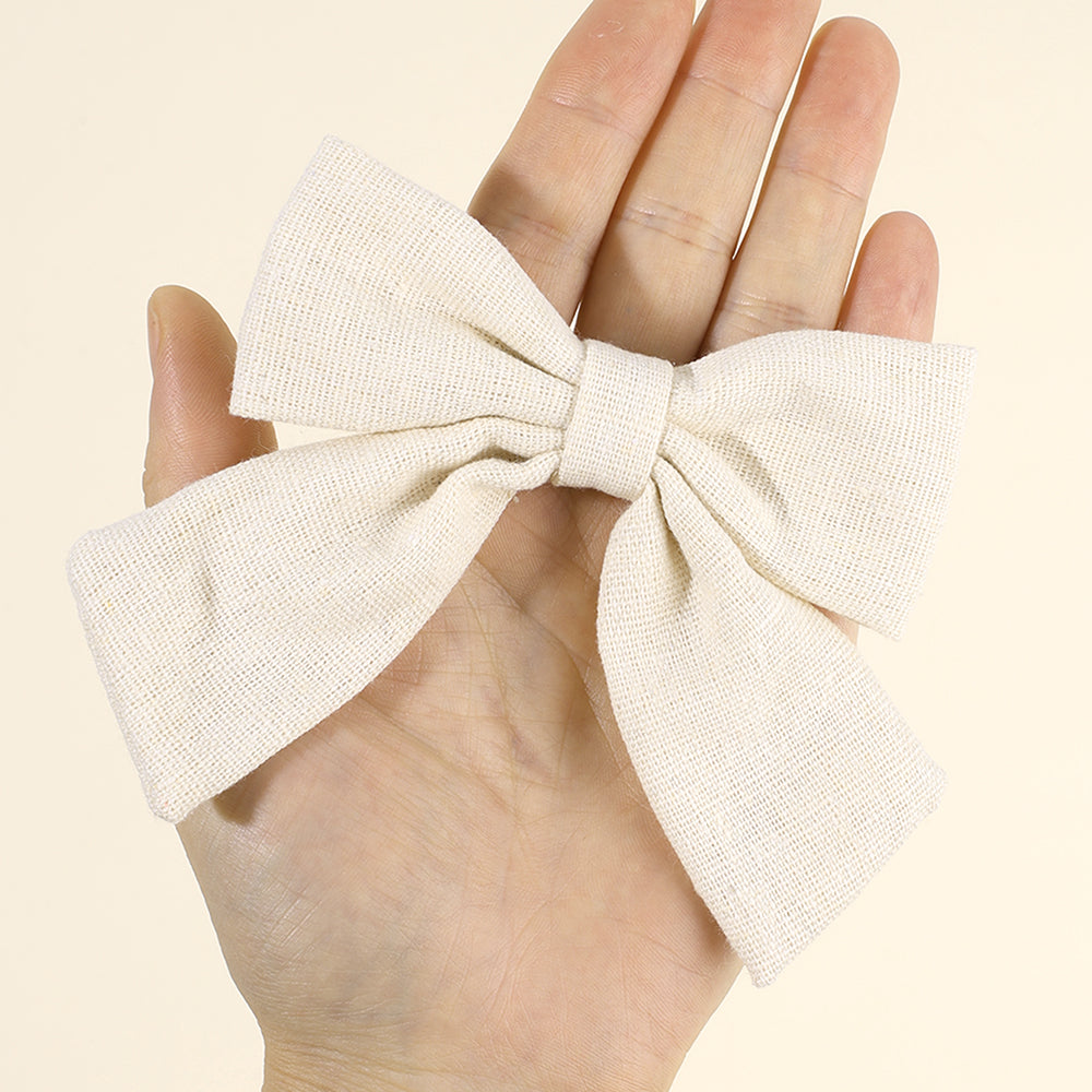 6pcs Solid Color Fabric Hair Bow Clip for Girls