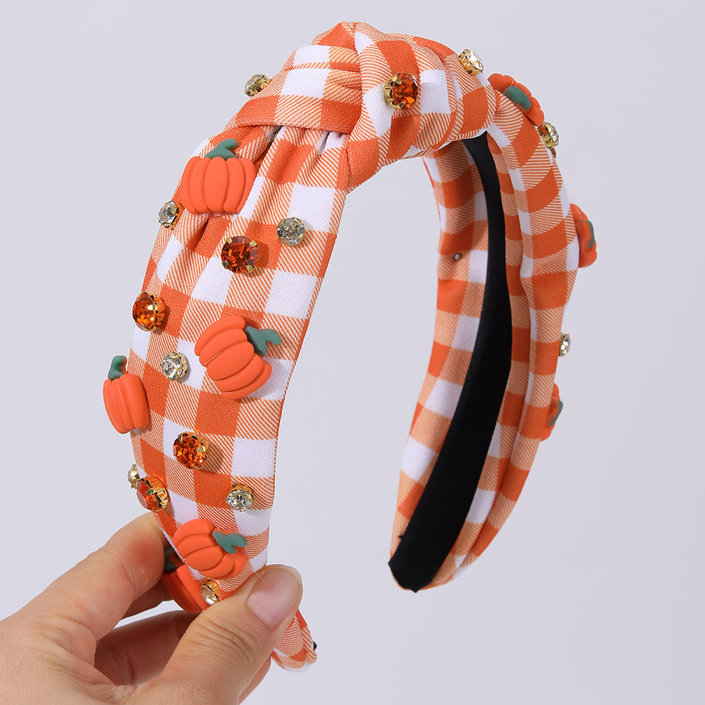1Pcs Fabric Bow Knot Rhinestone Thanksgiving Headband