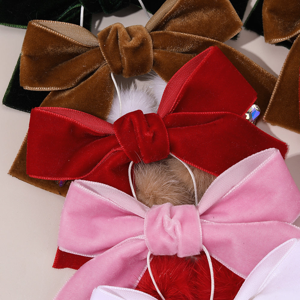 10PCS Mutli Solid Colors Velvet Hair Bow Clip Ball Tassel Hair Clip