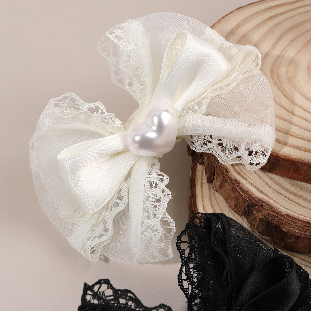 2Pcs Lace Boutique Hair Bow Clip Toddler Girls