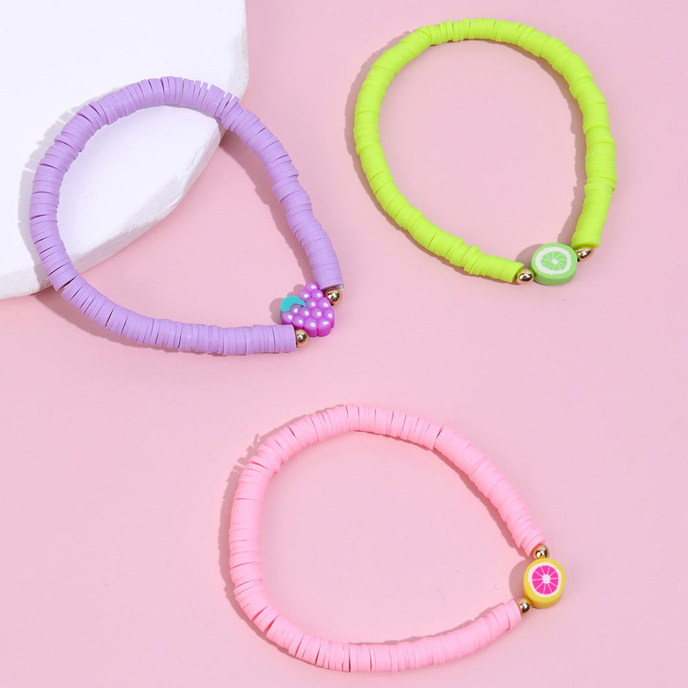 6PCS Cute Fruit Clay Beads Bracelets