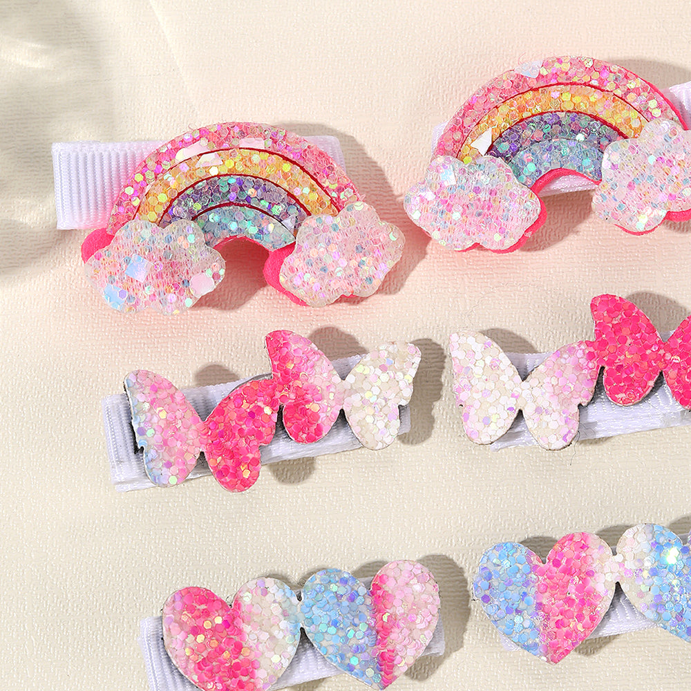 6Pcs Chunky Lovely Glitter Hair Clip for Girls Kids