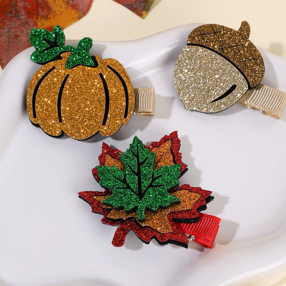 6Pcs Sparkly Glitter Thanksgiving Hair Clip