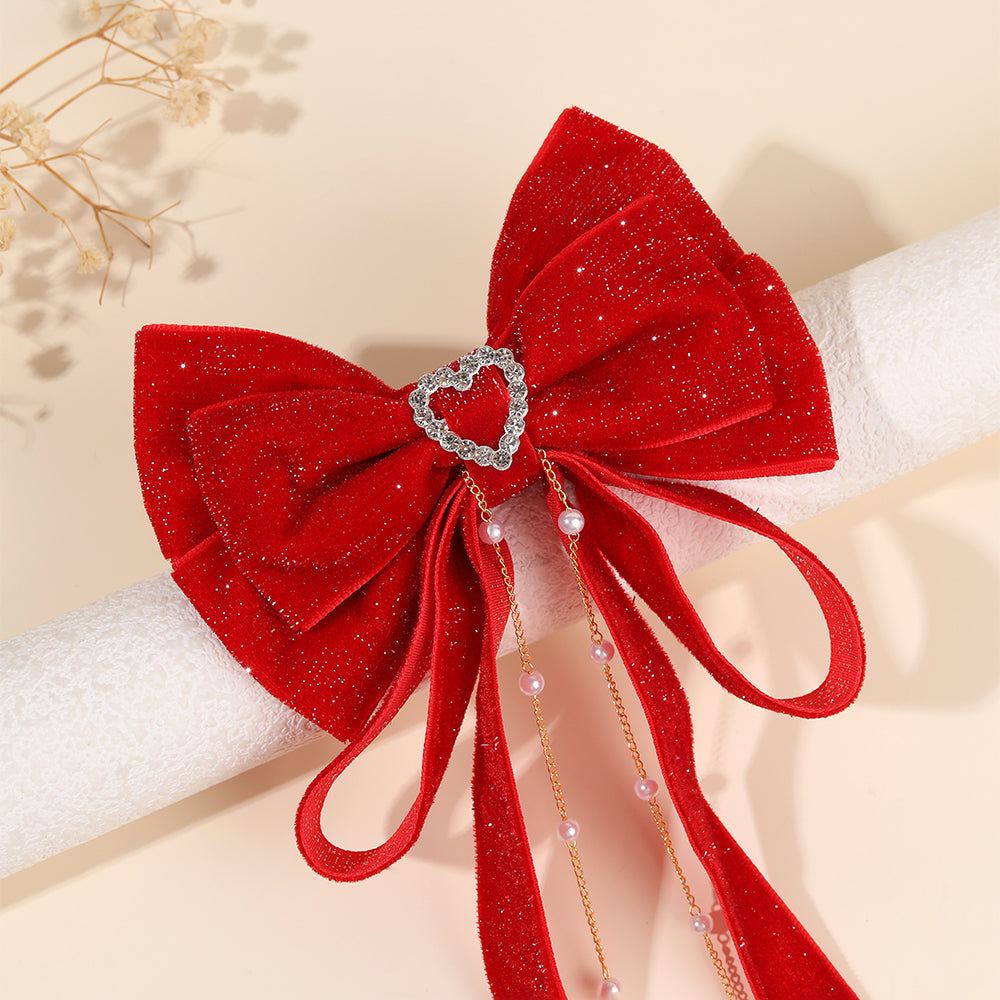Larger Winter Velvet Hair Bow Clip Girls Christmas Hair Accessories