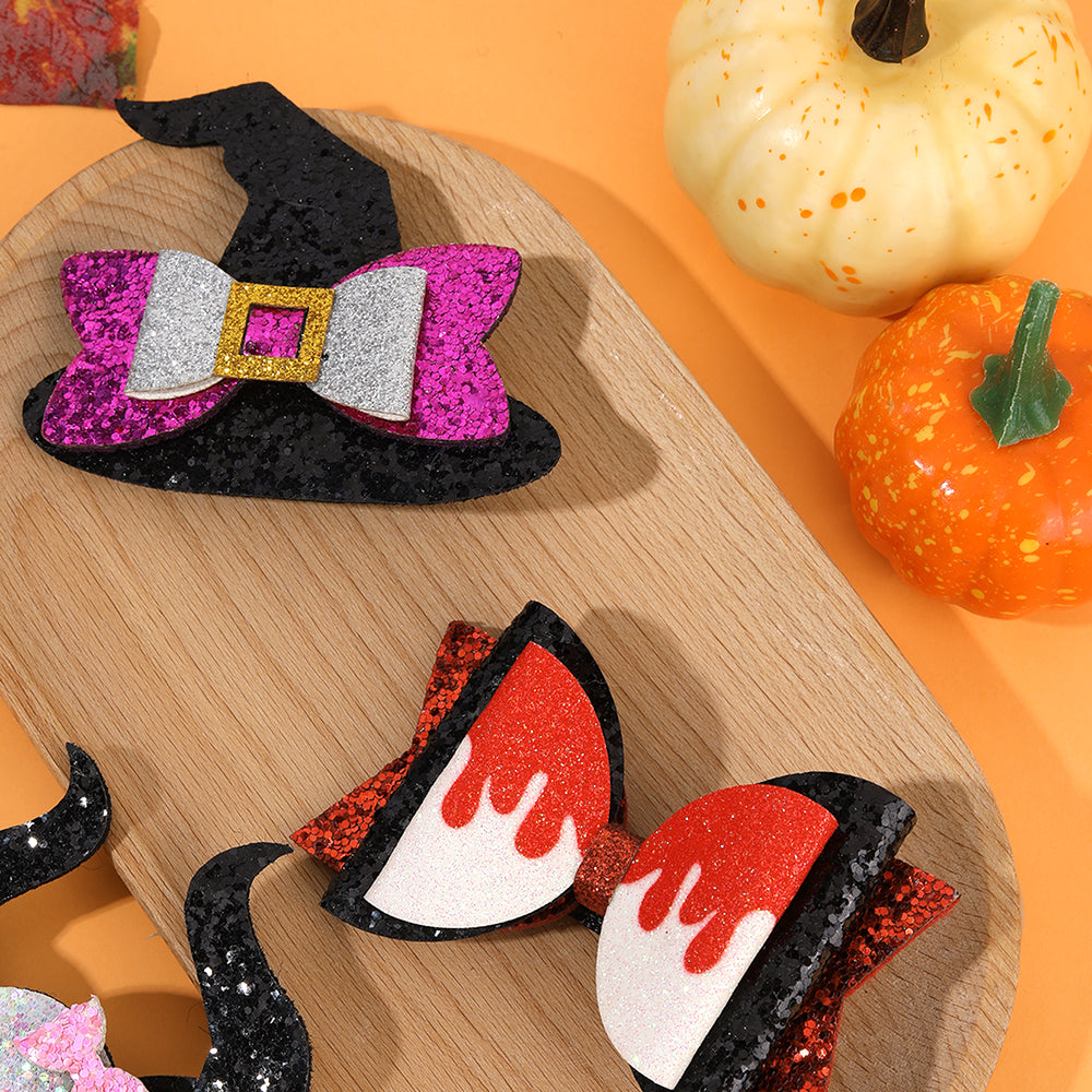 2Pcs Sparkly Glitter Haloween Hair Clip for Girls Kids