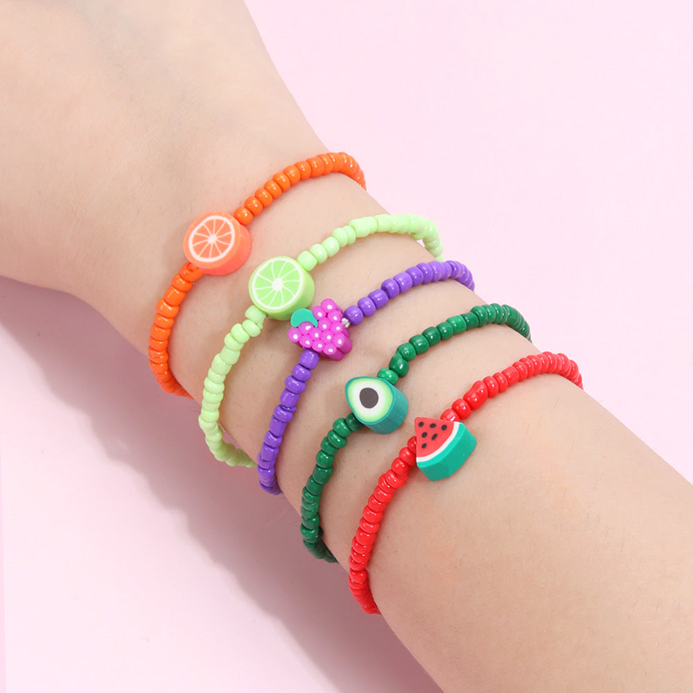 6pcs Cute Fruit Clay Beads Bracelets