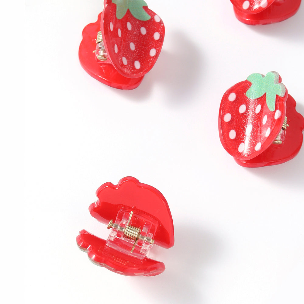 4PCS Strawberry Claw Clips Mini Cellulose Acetate Hair Clips