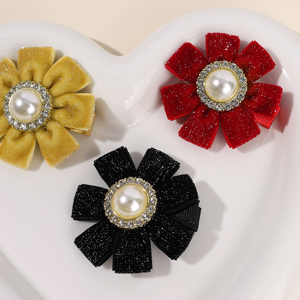 6PCS Winter Velvet Flower Hair Bow Clip for Girls