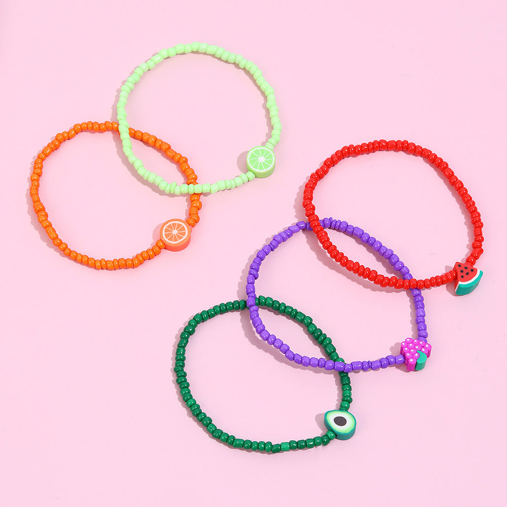 6pcs Cute Fruit Clay Beads Bracelets