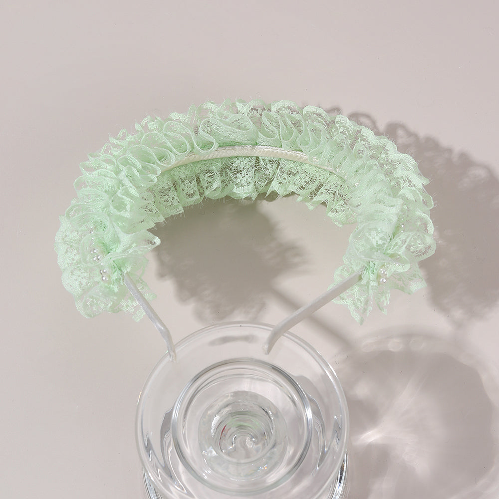 3Pcs Lace Bowknot Headband Mesh Pearl Girls Crown Hairband