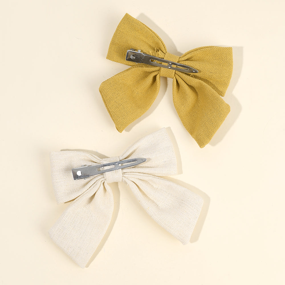 6pcs Solid Color Fabric Hair Bow Clip for Girls