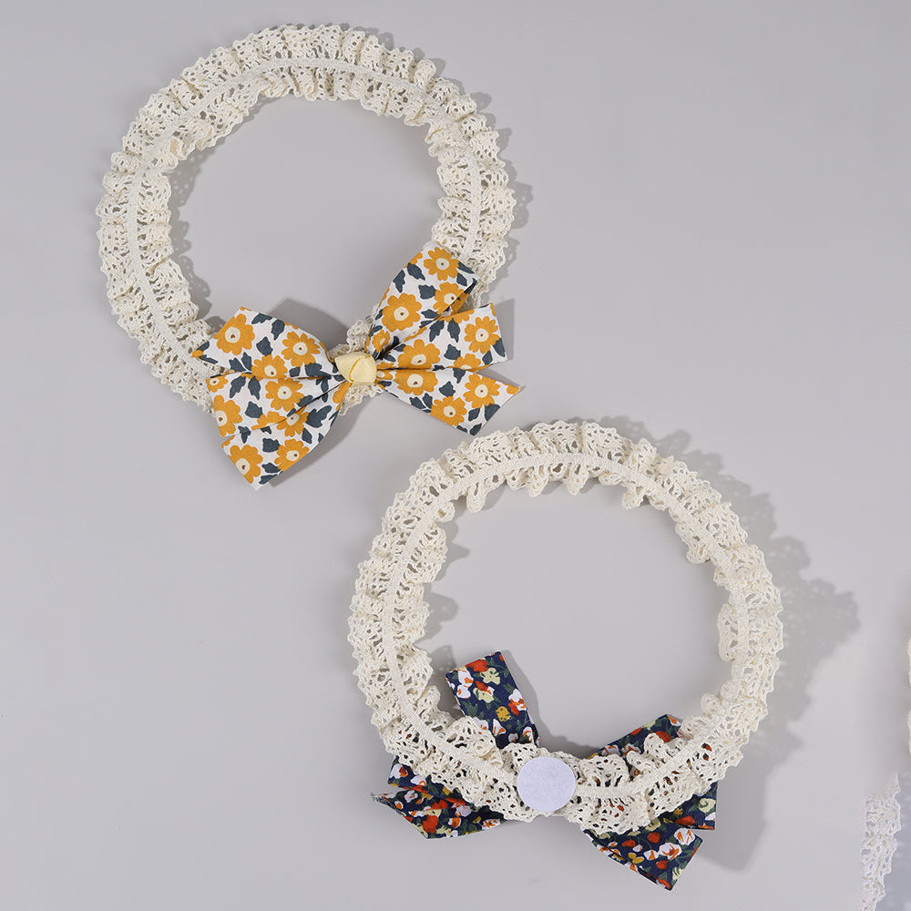 2Pcs Lace Elastic Hairband Baby Print Flower Bow Knot Infant Headband