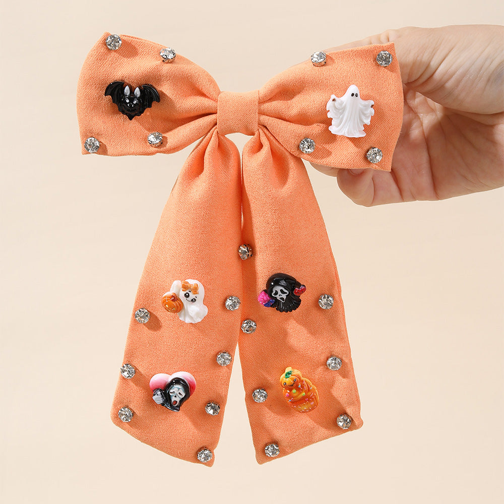 Large Fabric Halloween Hair Bow Clip for Girls