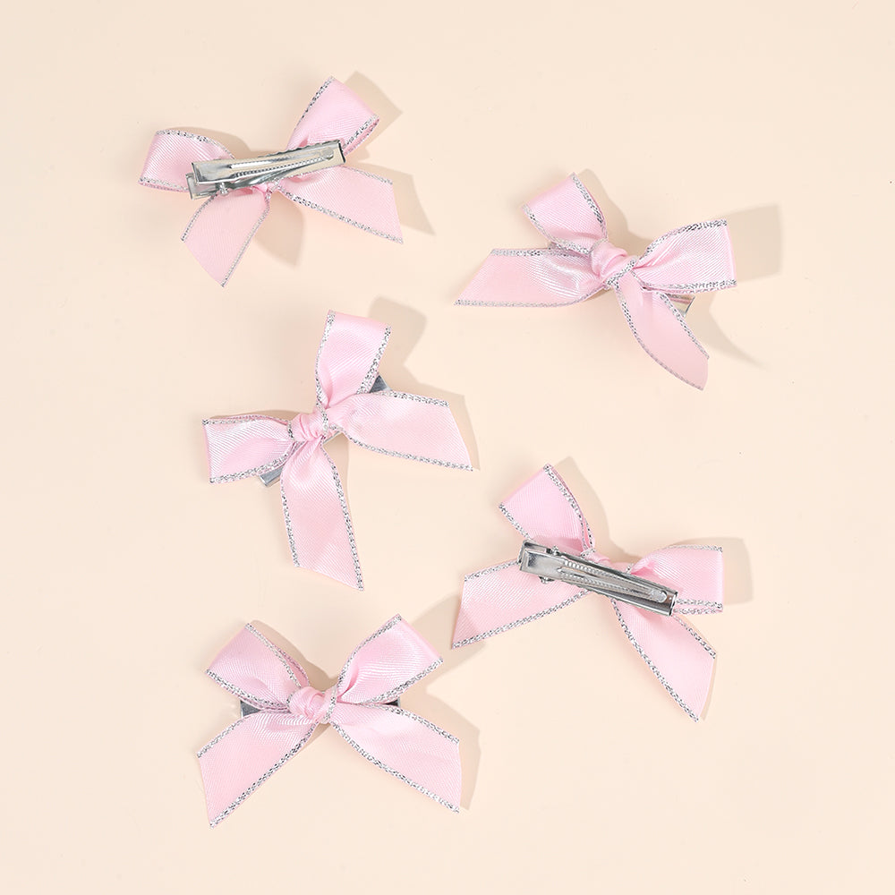 20Pcs Small Hair Bows Clips with Silver Edge