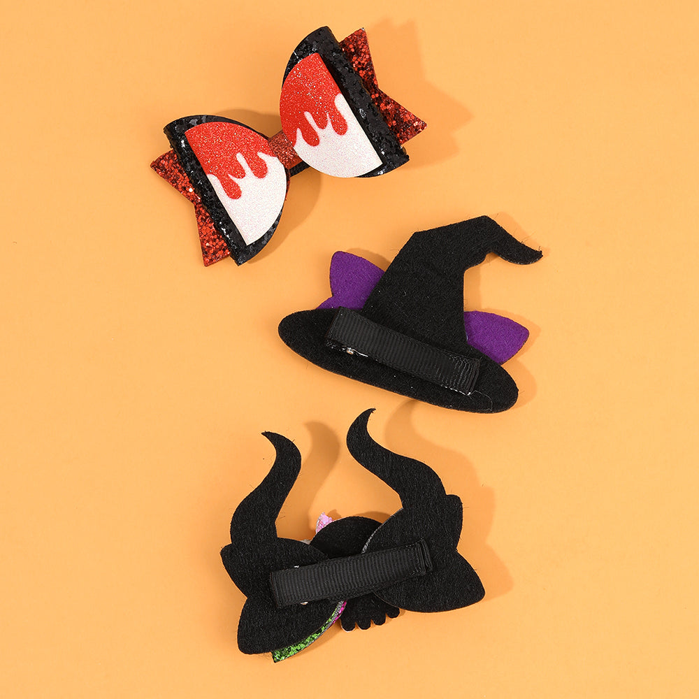 2Pcs Sparkly Glitter Haloween Hair Clip for Girls Kids