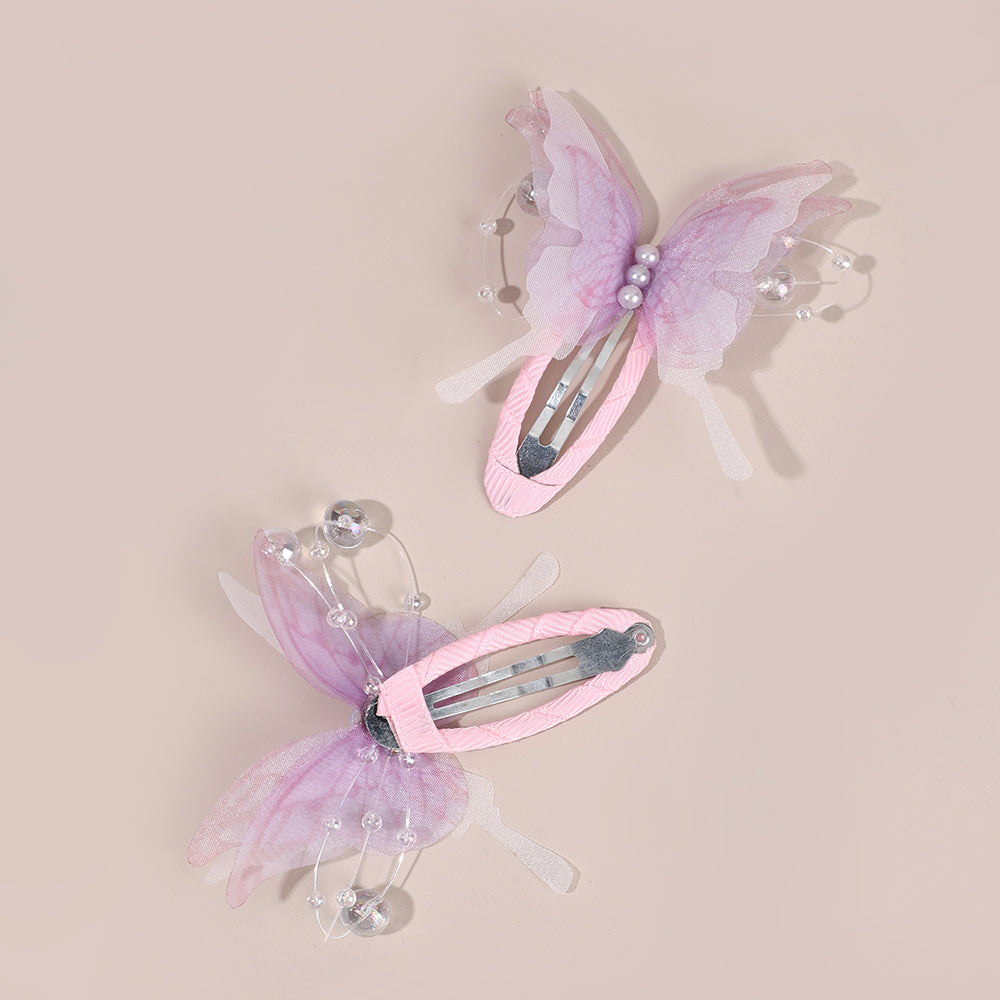 3D Mesh Butterfly Snap BB Hair Clip Girls Toddler