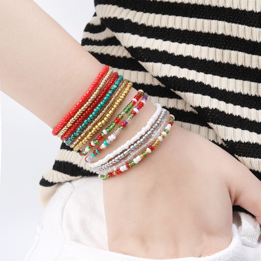 12PCS Christmas Stackable Bead Bracelets